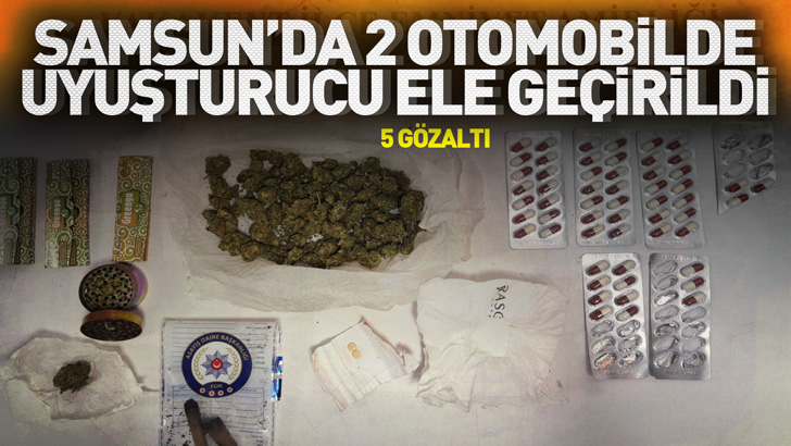 Samsun'da 2 otomobilde uyuşturucu ele geçirildi; 5 gözaltı